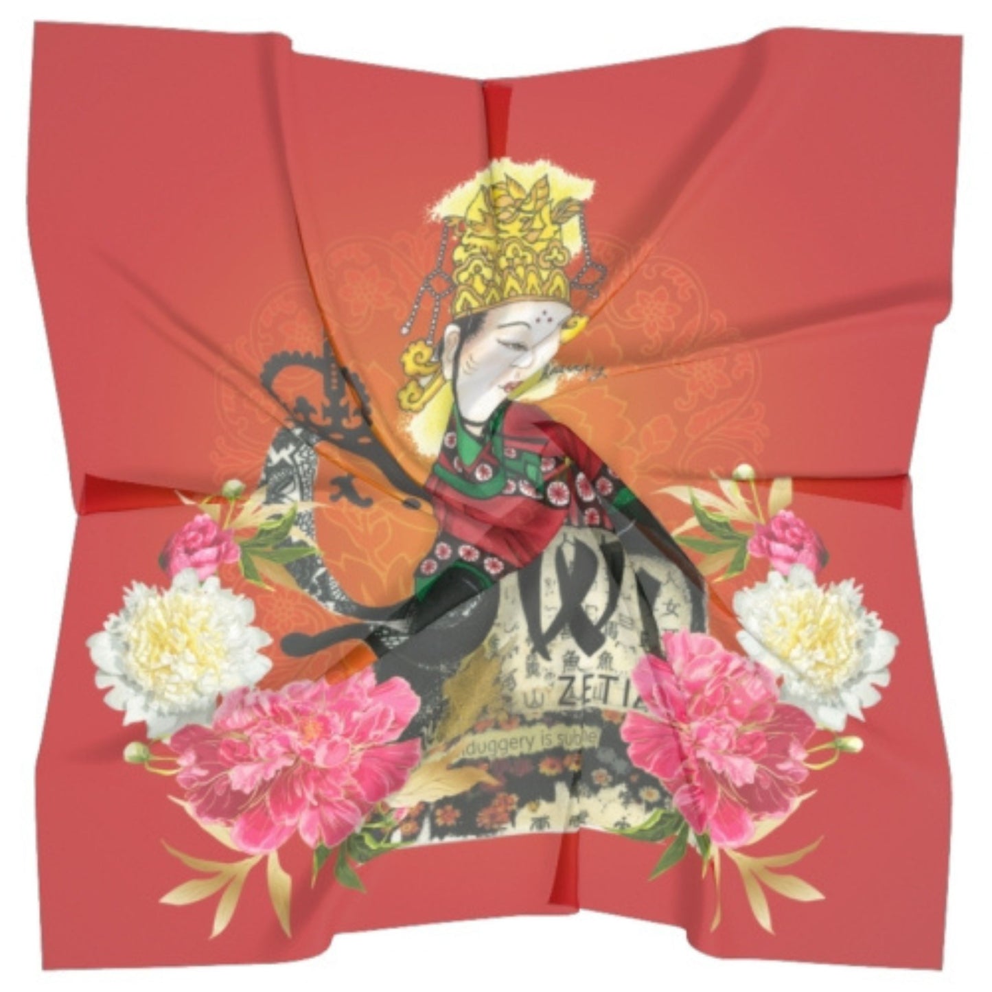 Empress Wu Floral Silk Square Scarf - Flat - Dead Queens