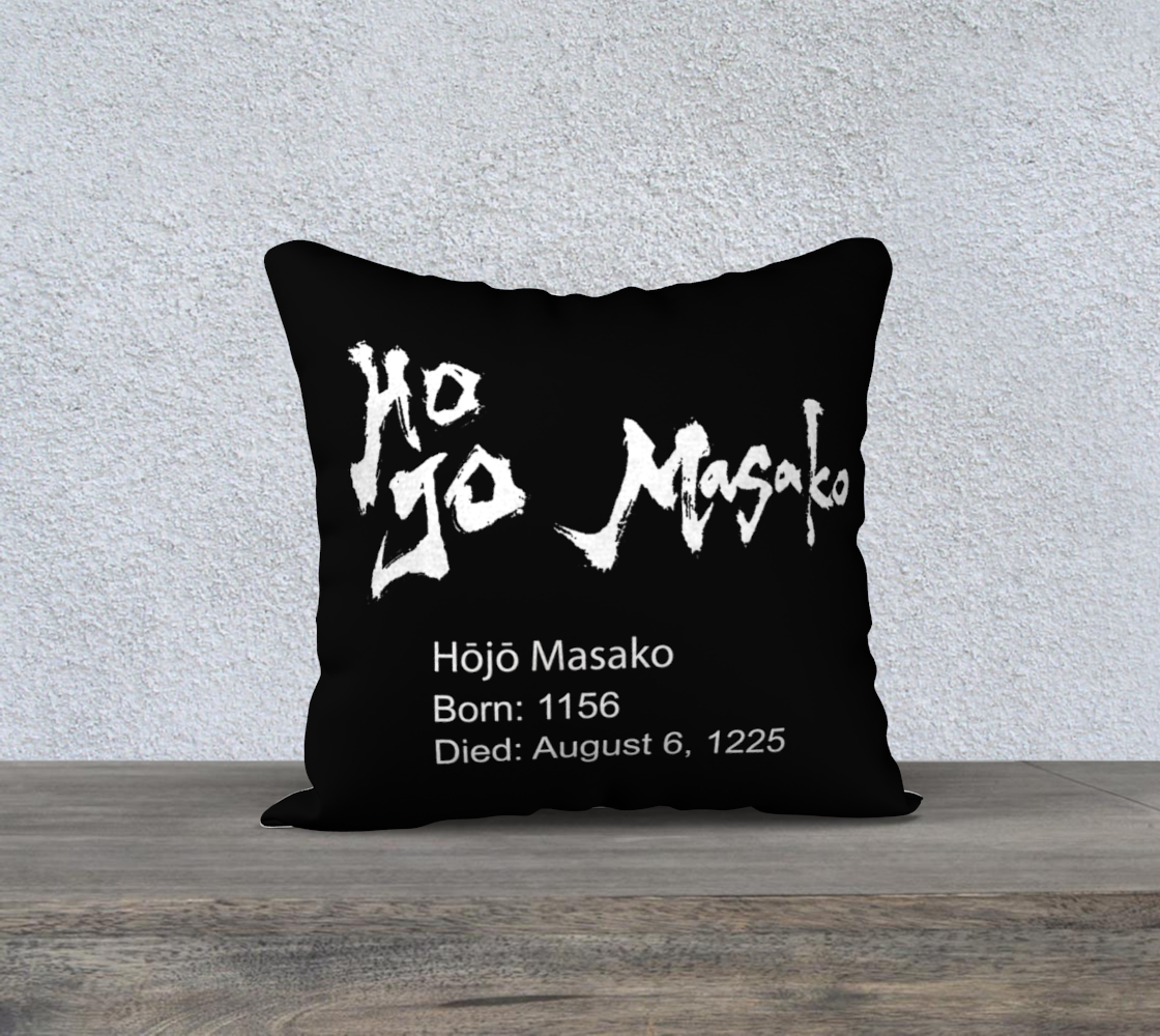 Hojo Masako Throw Pillow - Black Back 18x18