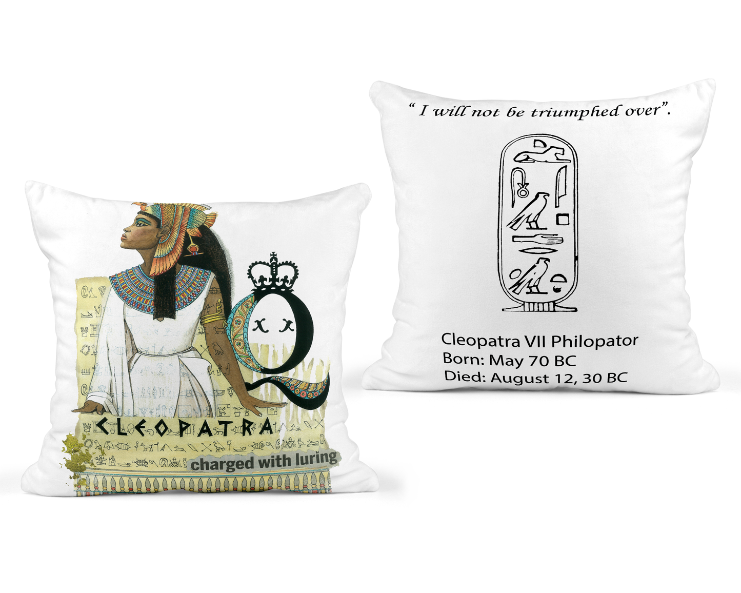 Cleopatra White Pillow 18x18