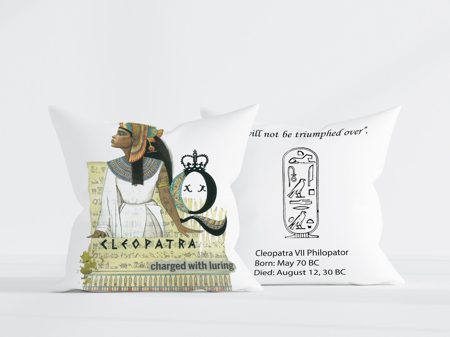 Cleopatra White Pillow 18x18