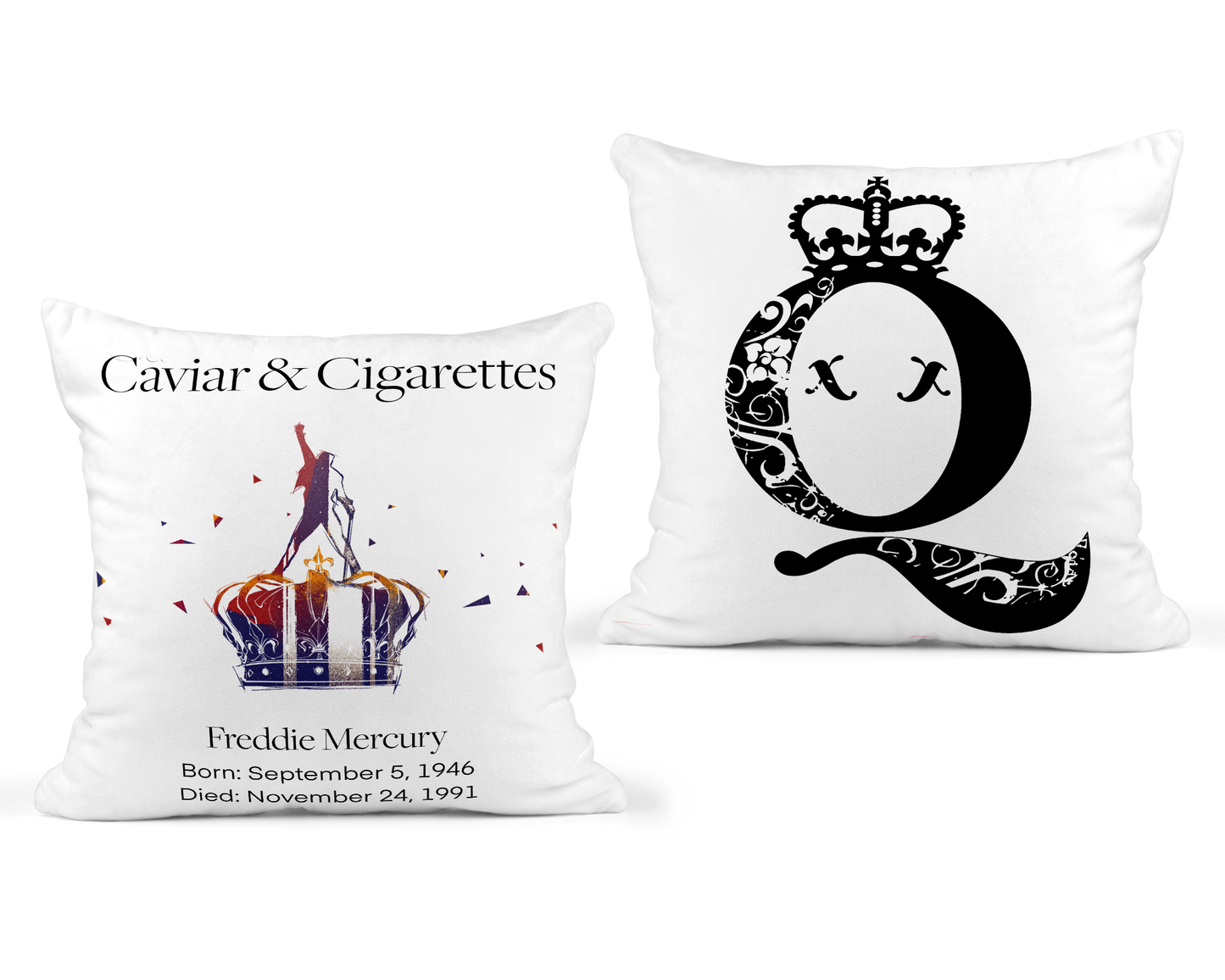 Queen Freddie Mercury White Throw Pillow 22x22