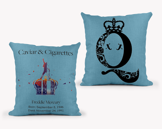 Queen Freddie Mercury Blue Throw Pillow 22x22