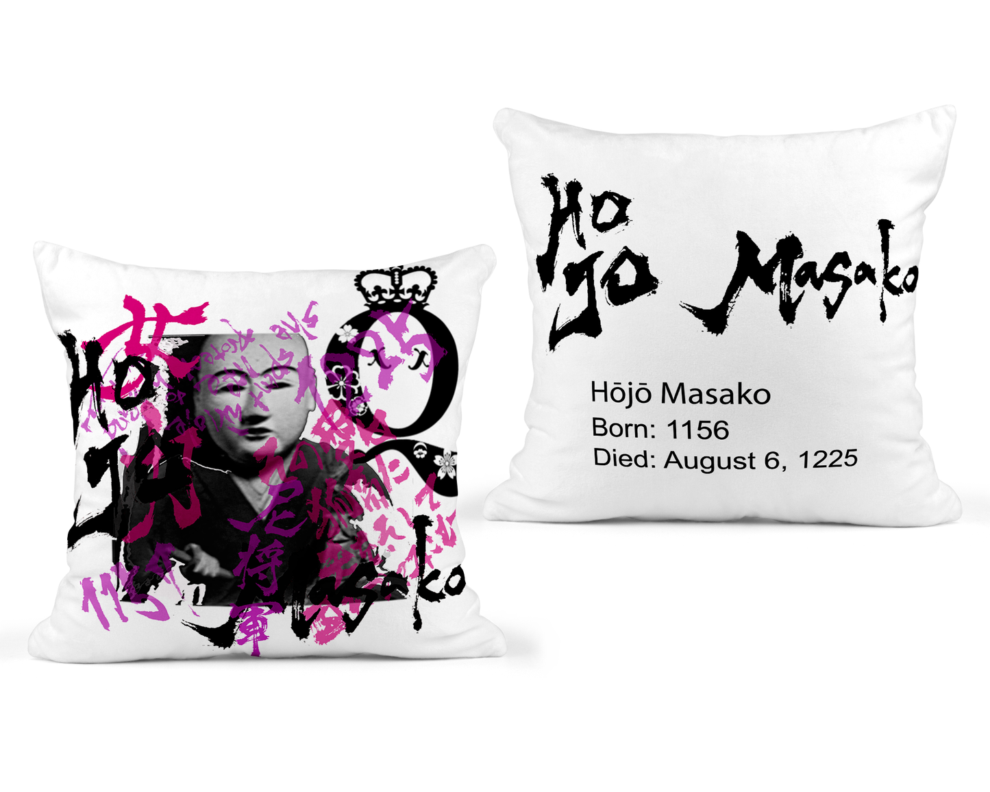 Hojo Masako White Throw Pillow 18x18
