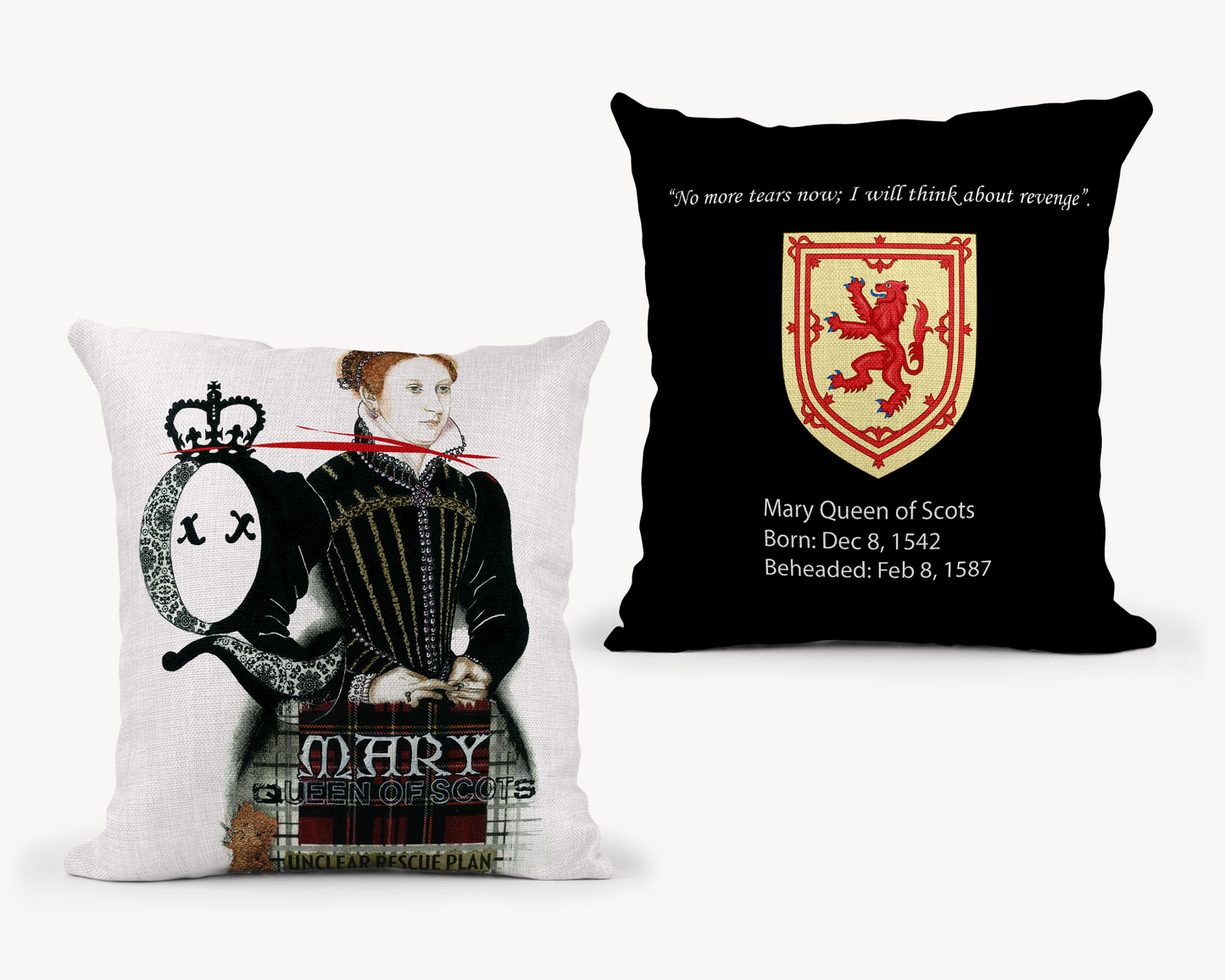 Mary Queen of Scots Throw Pillow Black 18x18