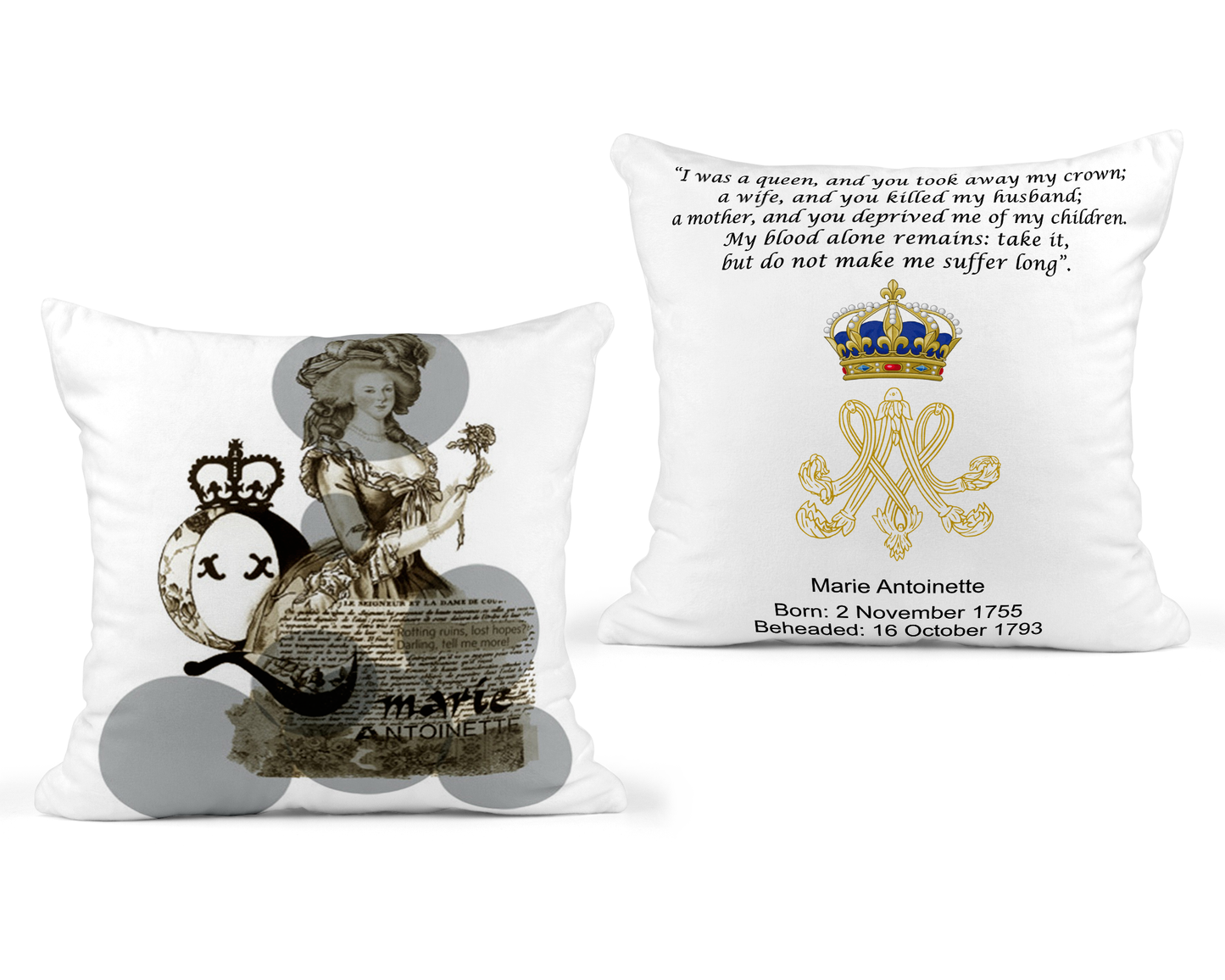 Marie Antoinette White Pillow 22x22