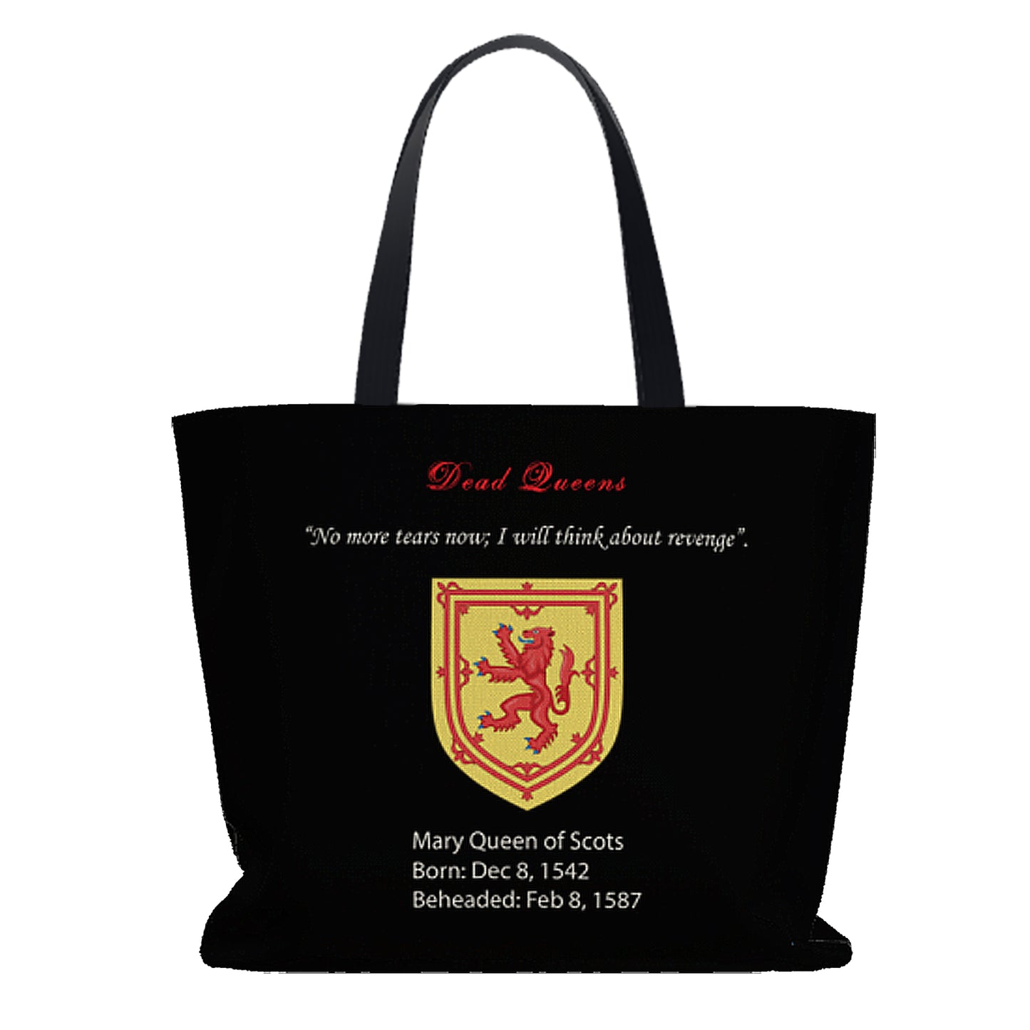 Mary Queen of Scots Oversize Tote Bag - Back - Dead Queens Beheaded Queens Collection