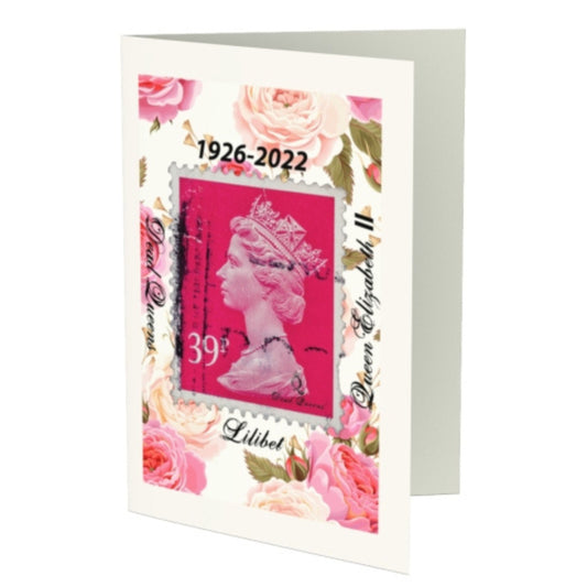 Queen Elizabeth II Floral Stamp Greeting Card