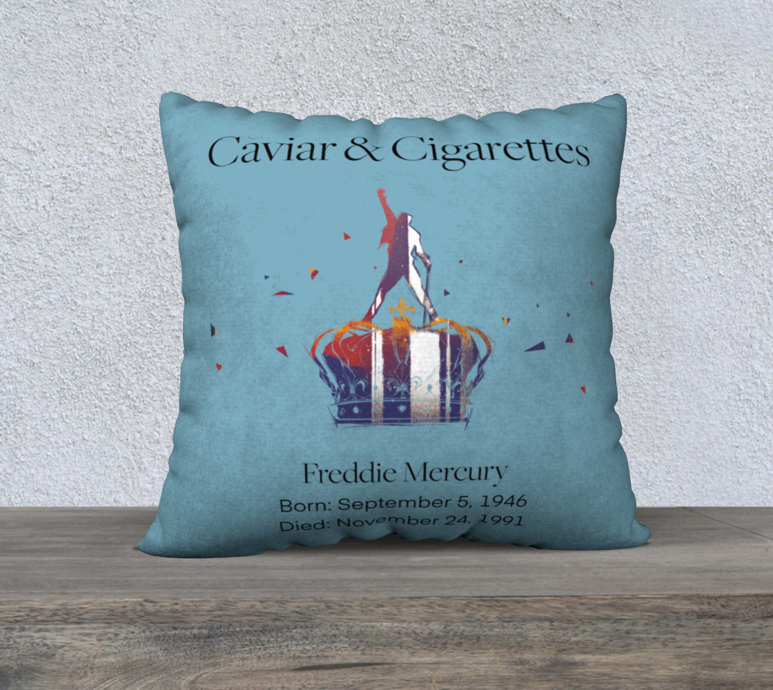 Queen Freddie Mercury Blue Throw Pillow 22x22