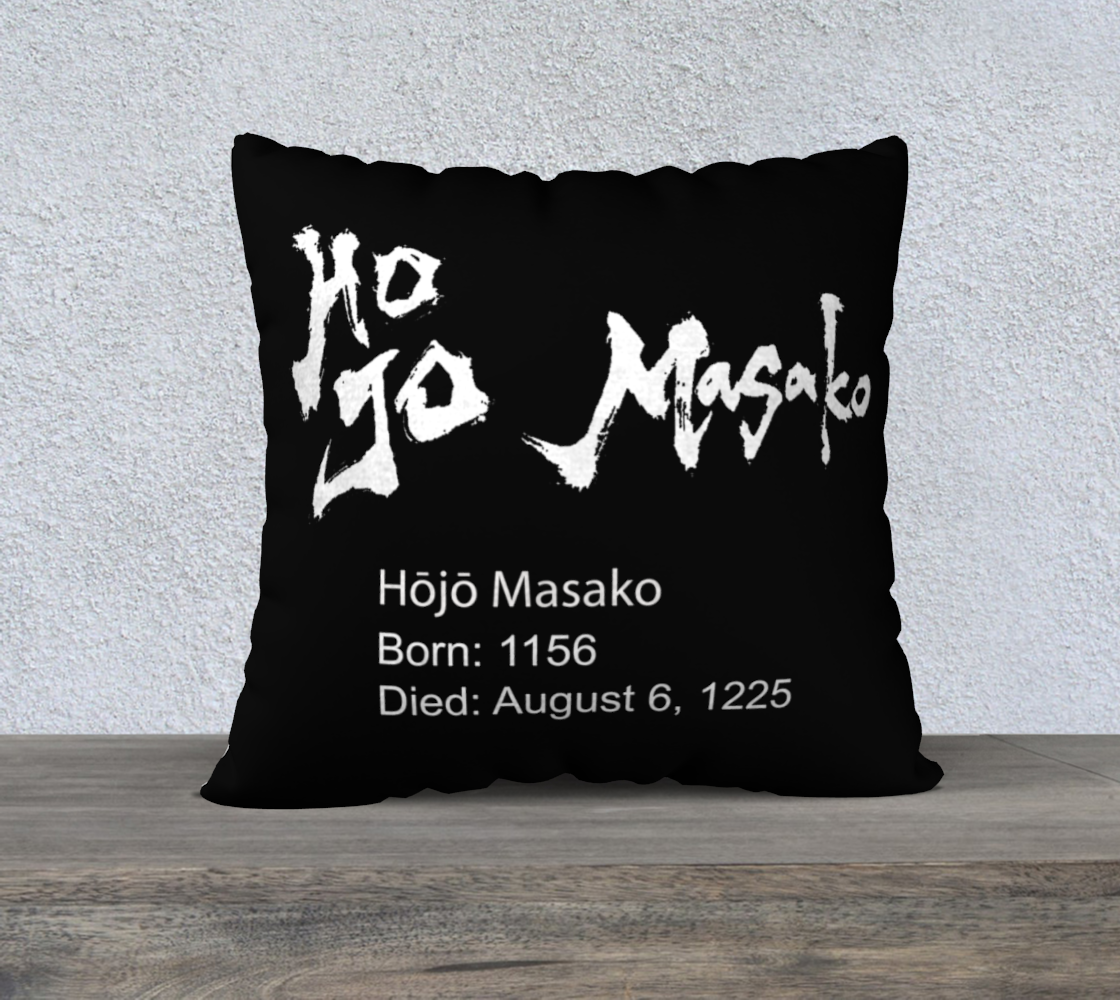 Hojo Masako Throw Pillow 22x22 - Black Back