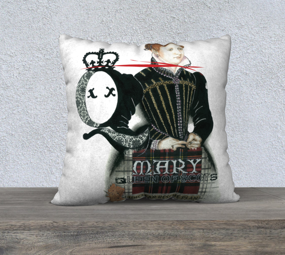 Mary Queen of Scots Pillow - Black Back - 22x22