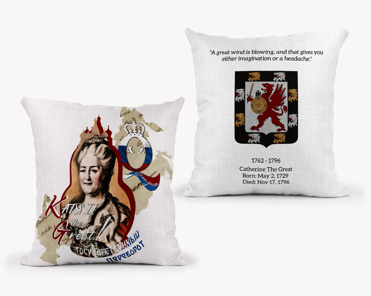 Catherine The Great White Throw Pillow 22x22