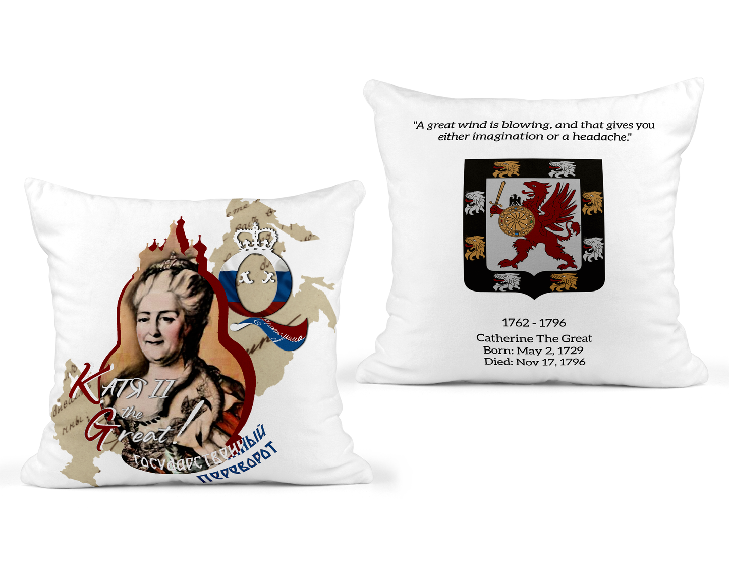 Catherine The Great White Throw Pillow 22x22