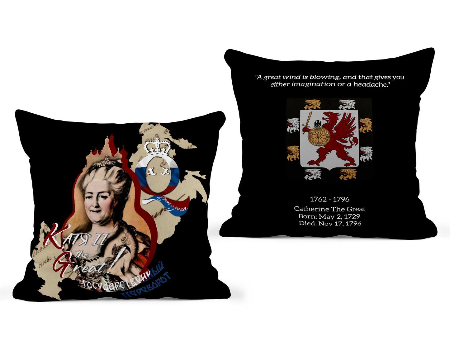 Catherine The Great Black Pillow 22x22