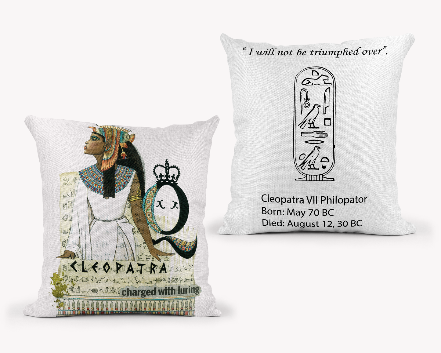Cleopatra Pillow Cover-White-18x18