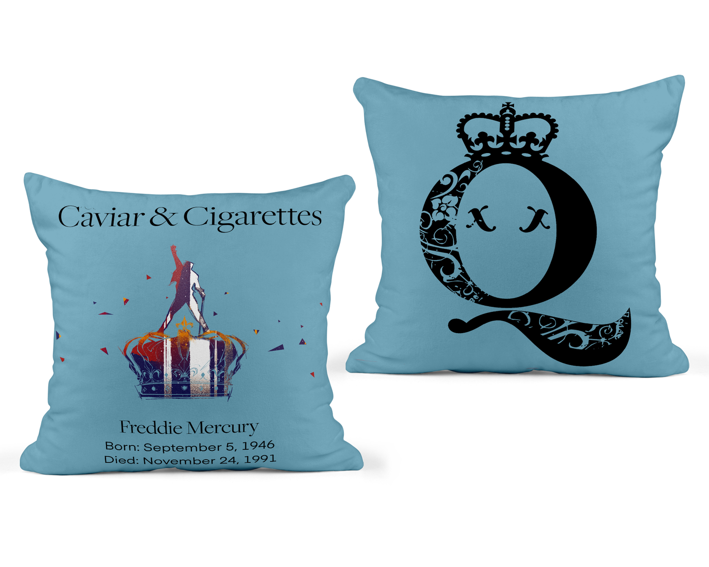 Queen Freddie Mercury Blue Throw Pillow 22x22