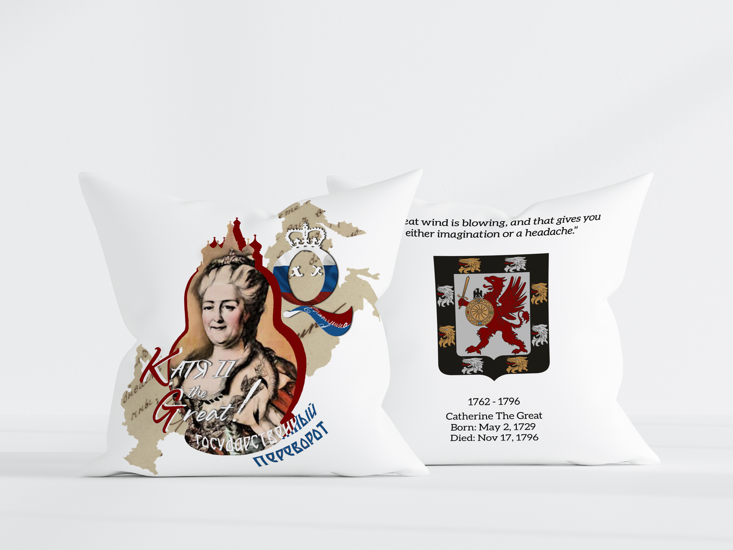 Catherine The Great White Throw Pillow 22x22