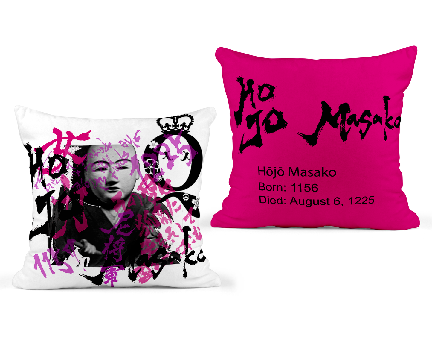 Hojo Masako Pillow-Pink Back- 22x22