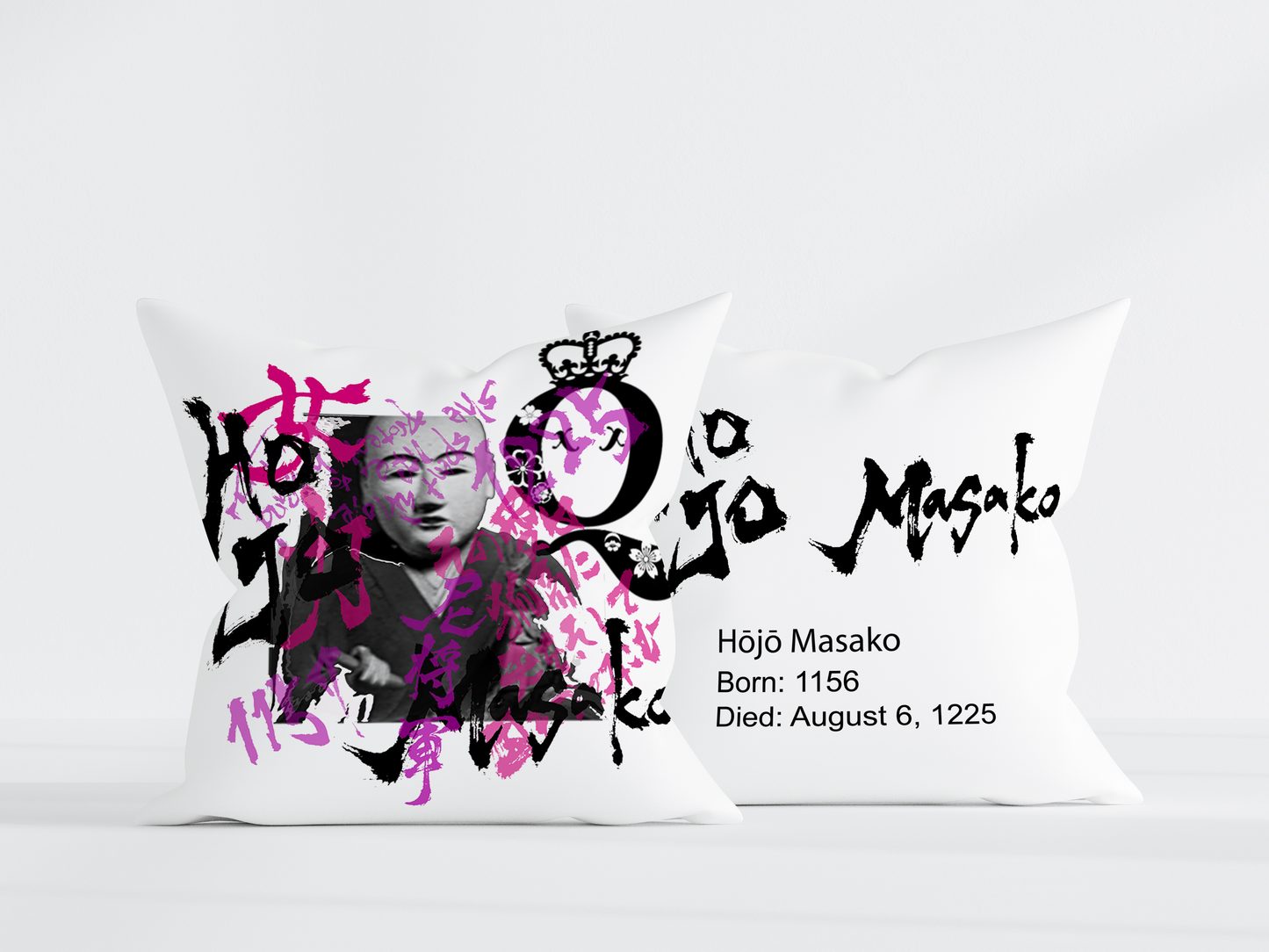 Hojo Masako White Throw Pillow 22x22