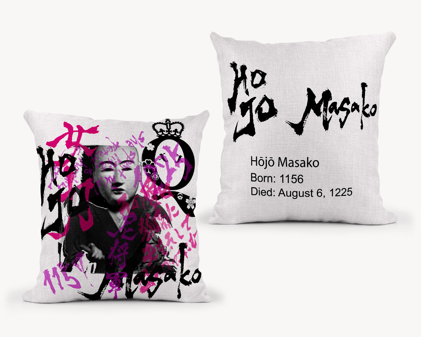 Hojo Masako White Throw Pillow 22x22