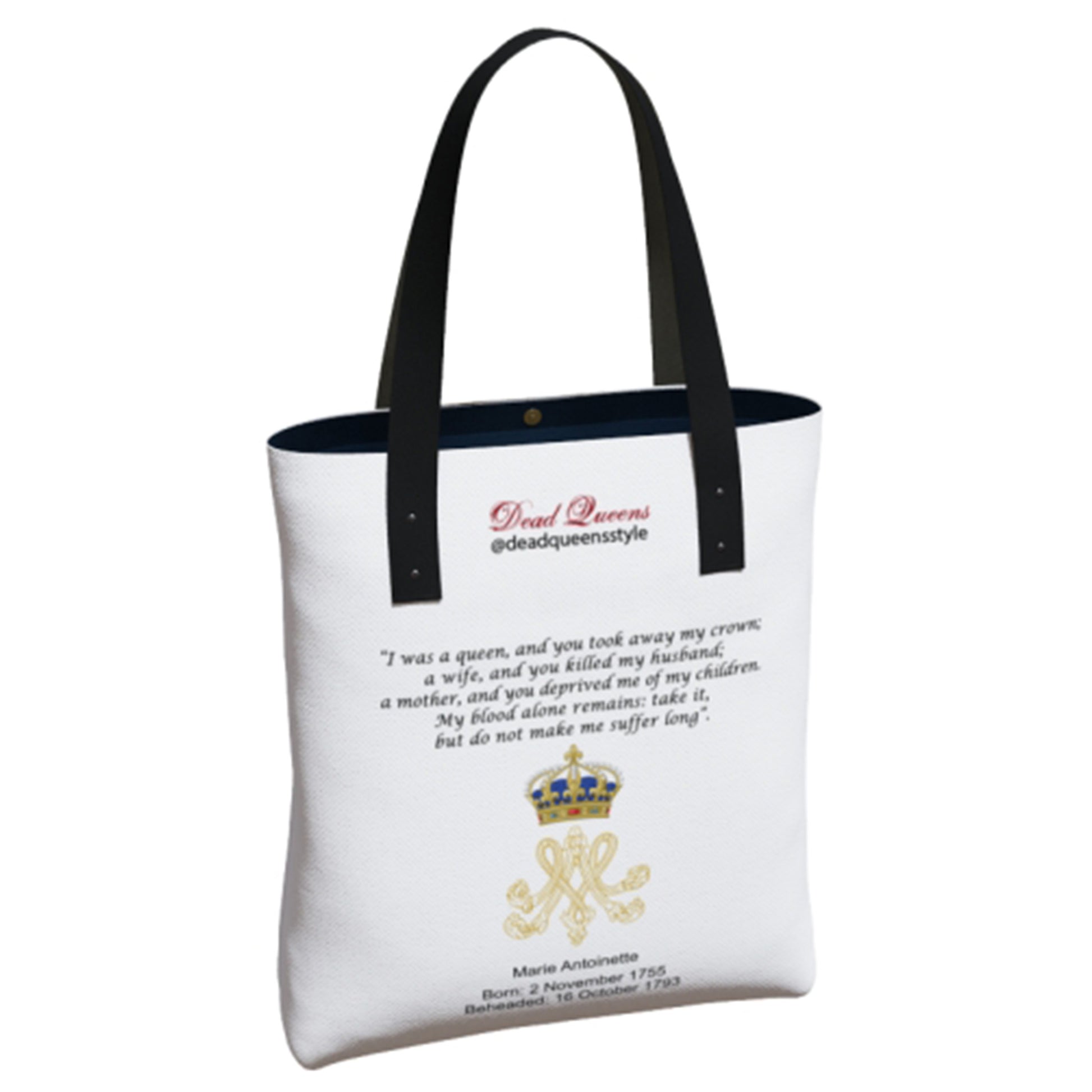 Marie Antoinette Cotton Canvas Tote Bag - Back