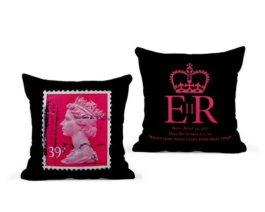 Queen Elizabeth II Stamp Pillow Cover - 22x22