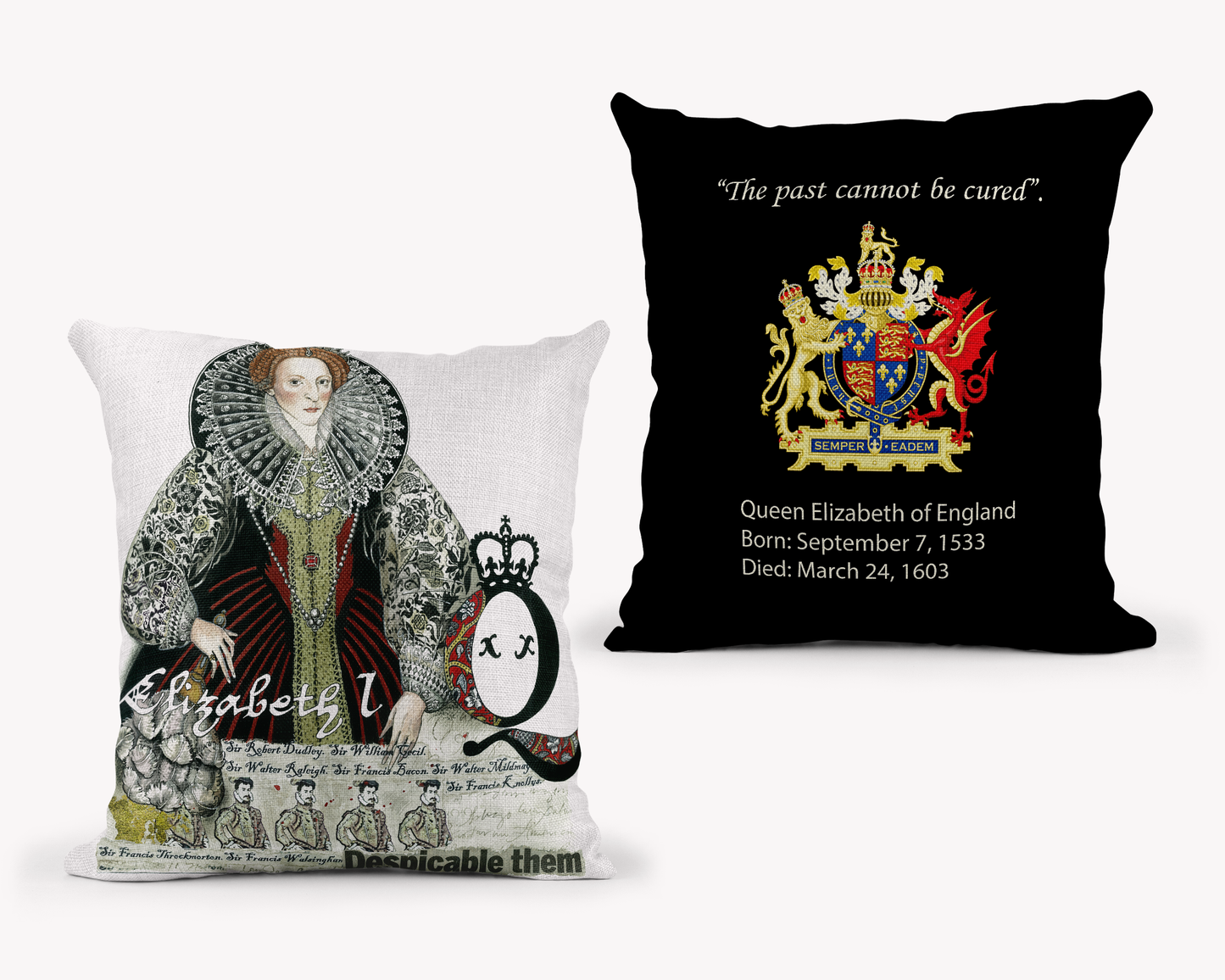 Queen Elizabeth Pillow Black 22x22