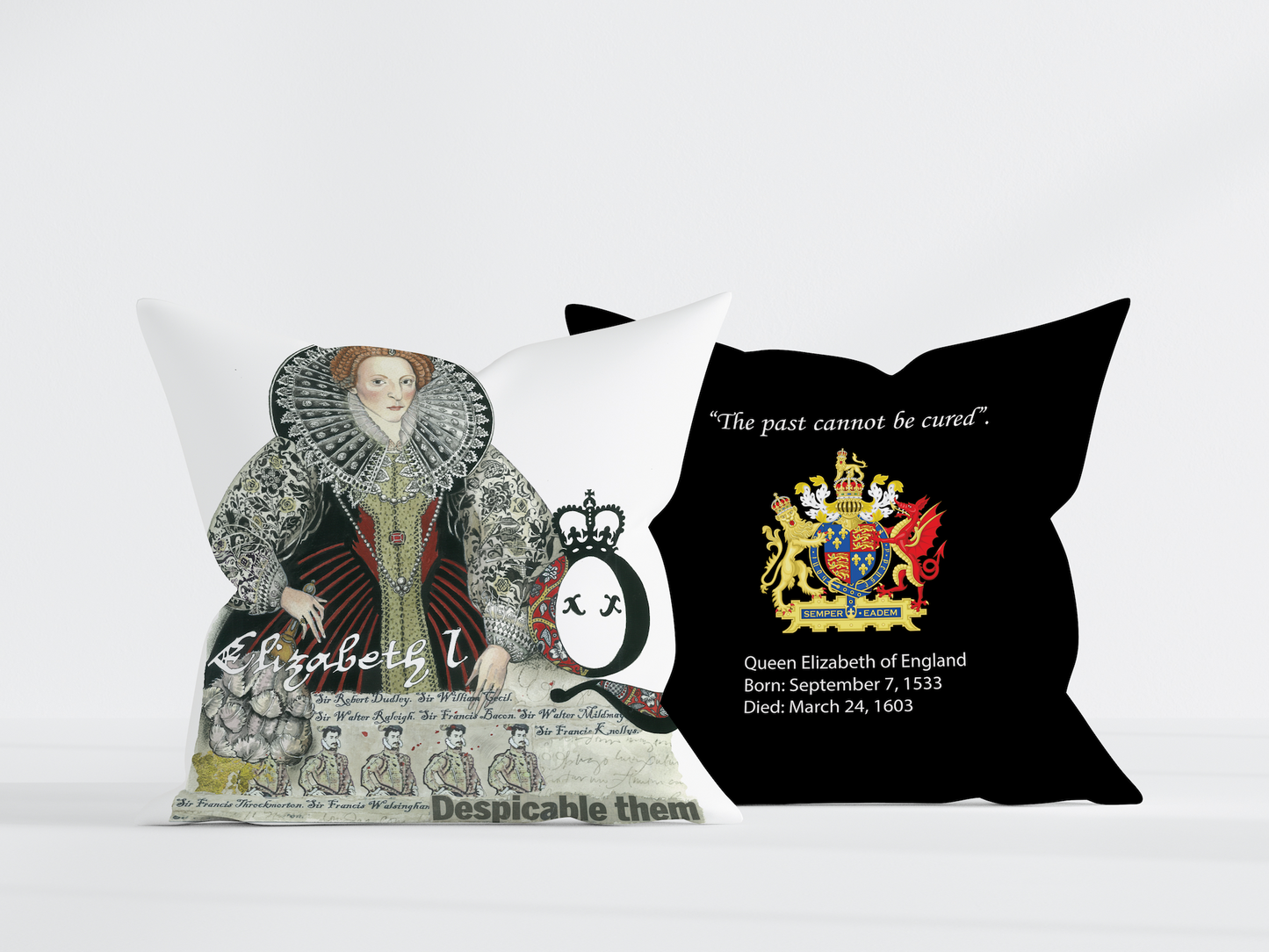 Queen Elizabeth Pillow Black 22x22