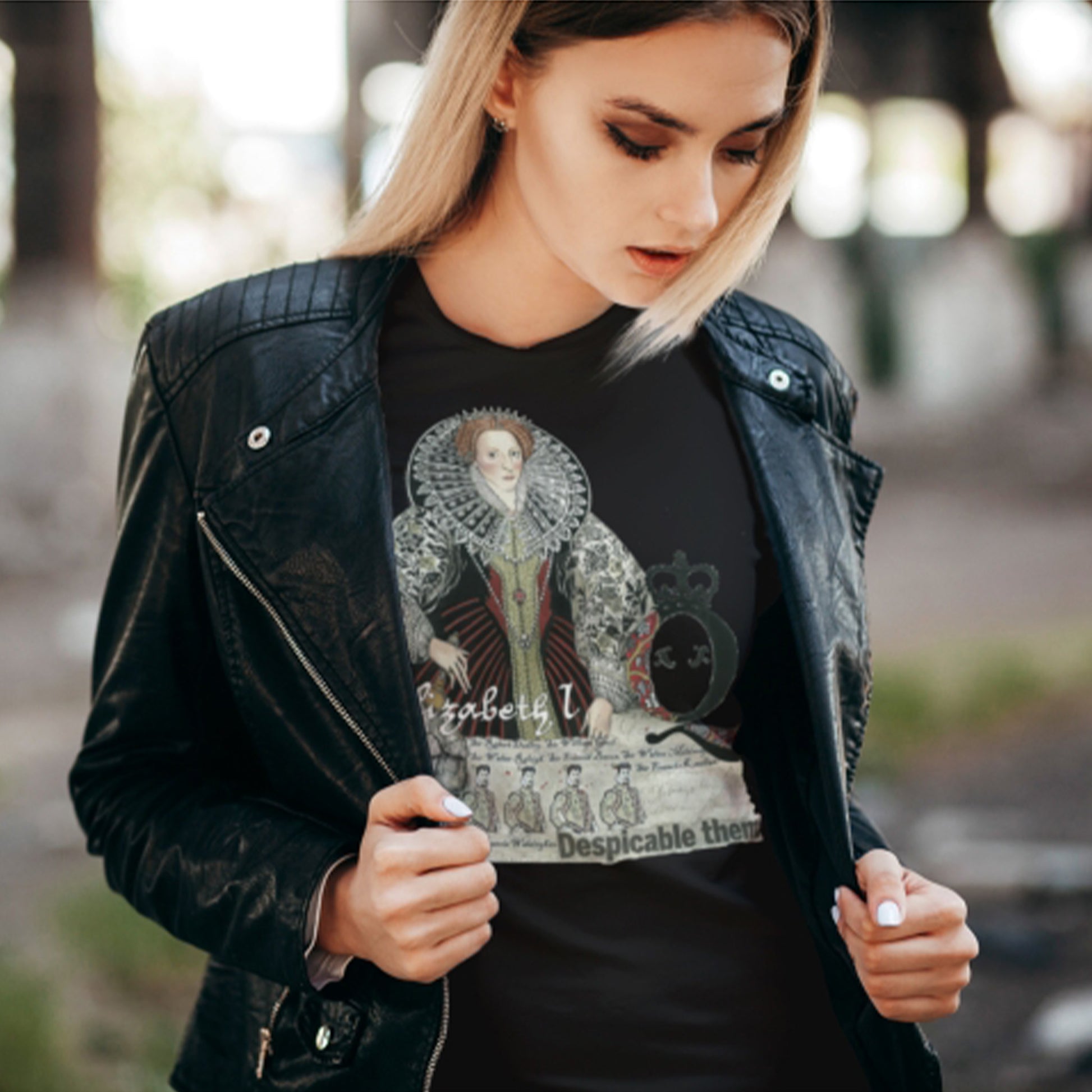 T-Shirt Donna Bianca Elisabeth Queen - Fulmine Thunder Make-up T-Shirt Donna Bianca Elisabeth Queen - Fulmine Thunder Make-up