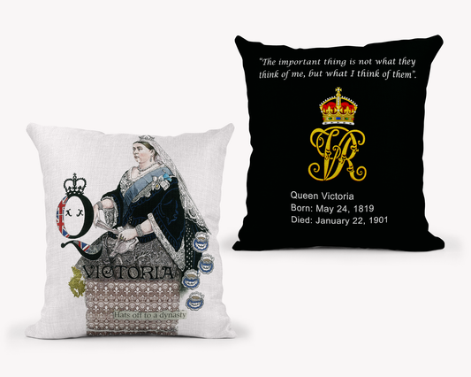 Queen Victoria Pillow Cover (Dark Navy Back) - 18x18