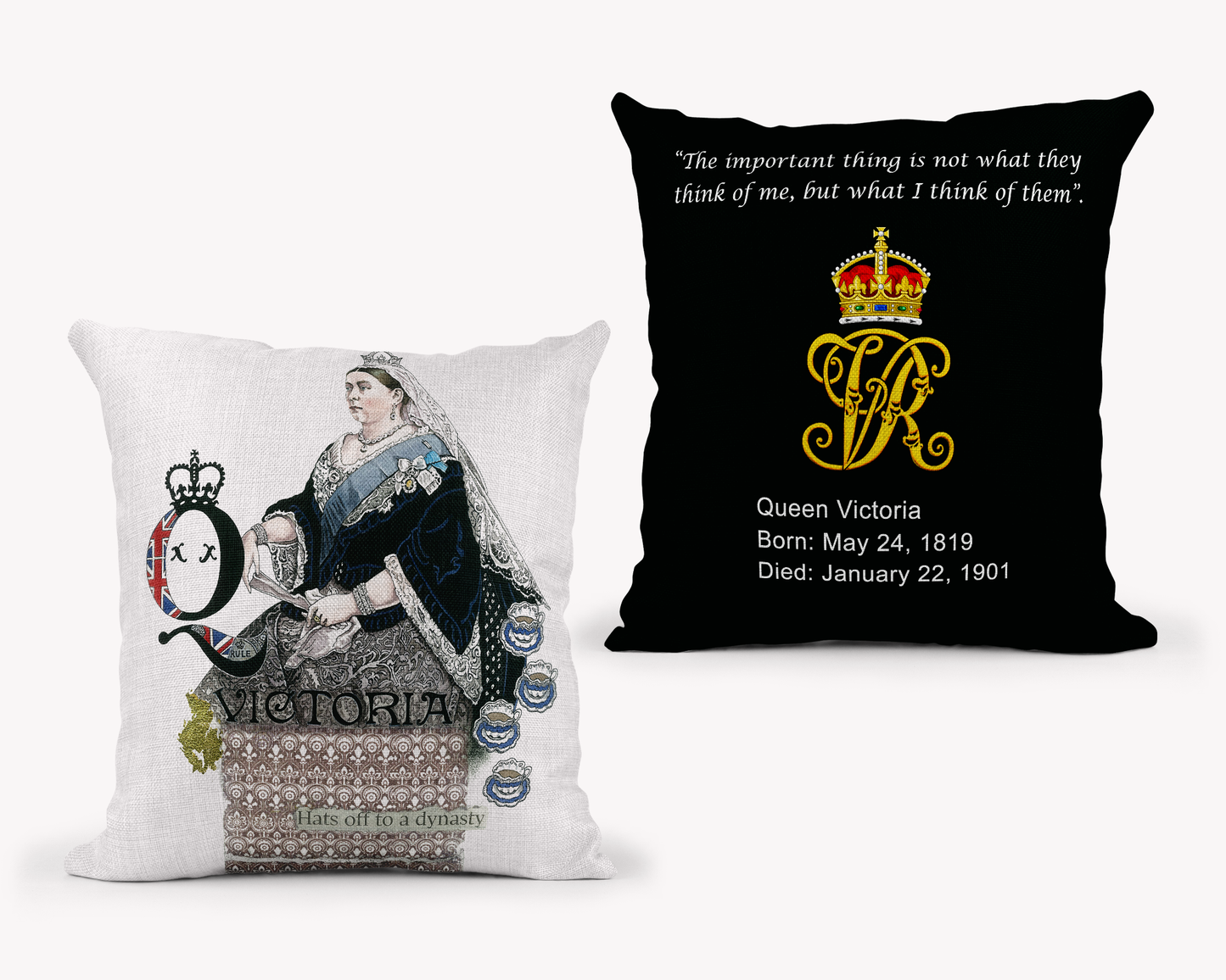 Queen Victoria Navy Pillow 22x22