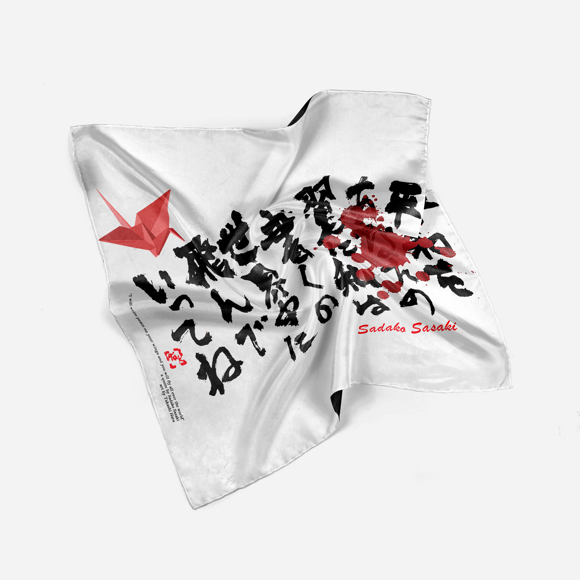 Sadako Sasaki Paper Crane Silk Square Scarf