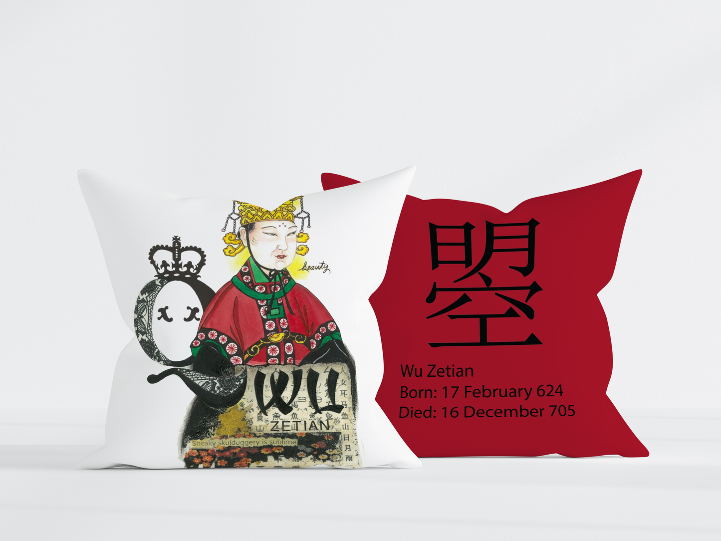 Empress Wu in Colour Pillow Cover-RedBK - 22x22