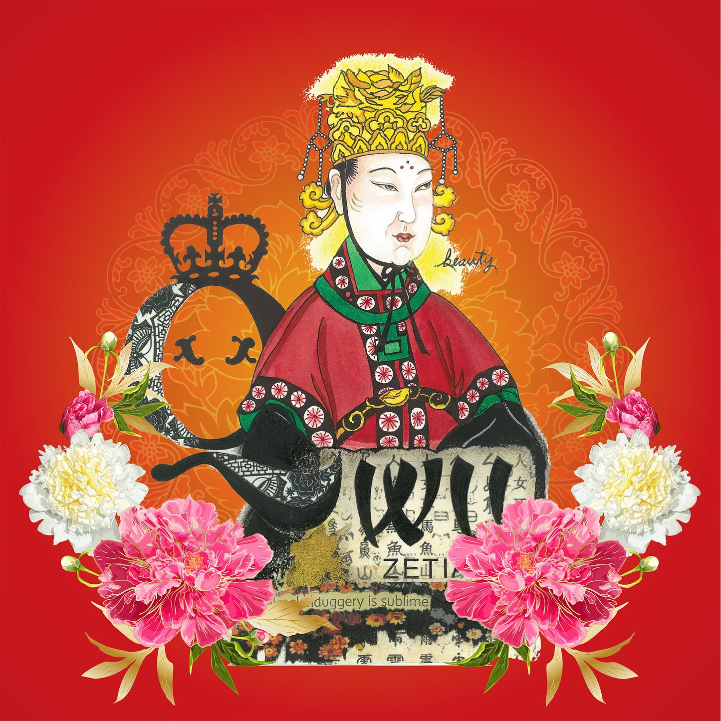 Empress Wu Floral 100 % Silk Square Scarf