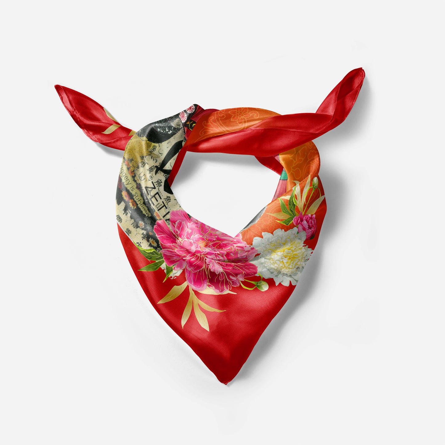 Empress Wu Floral 100 % Silk Square Scarf