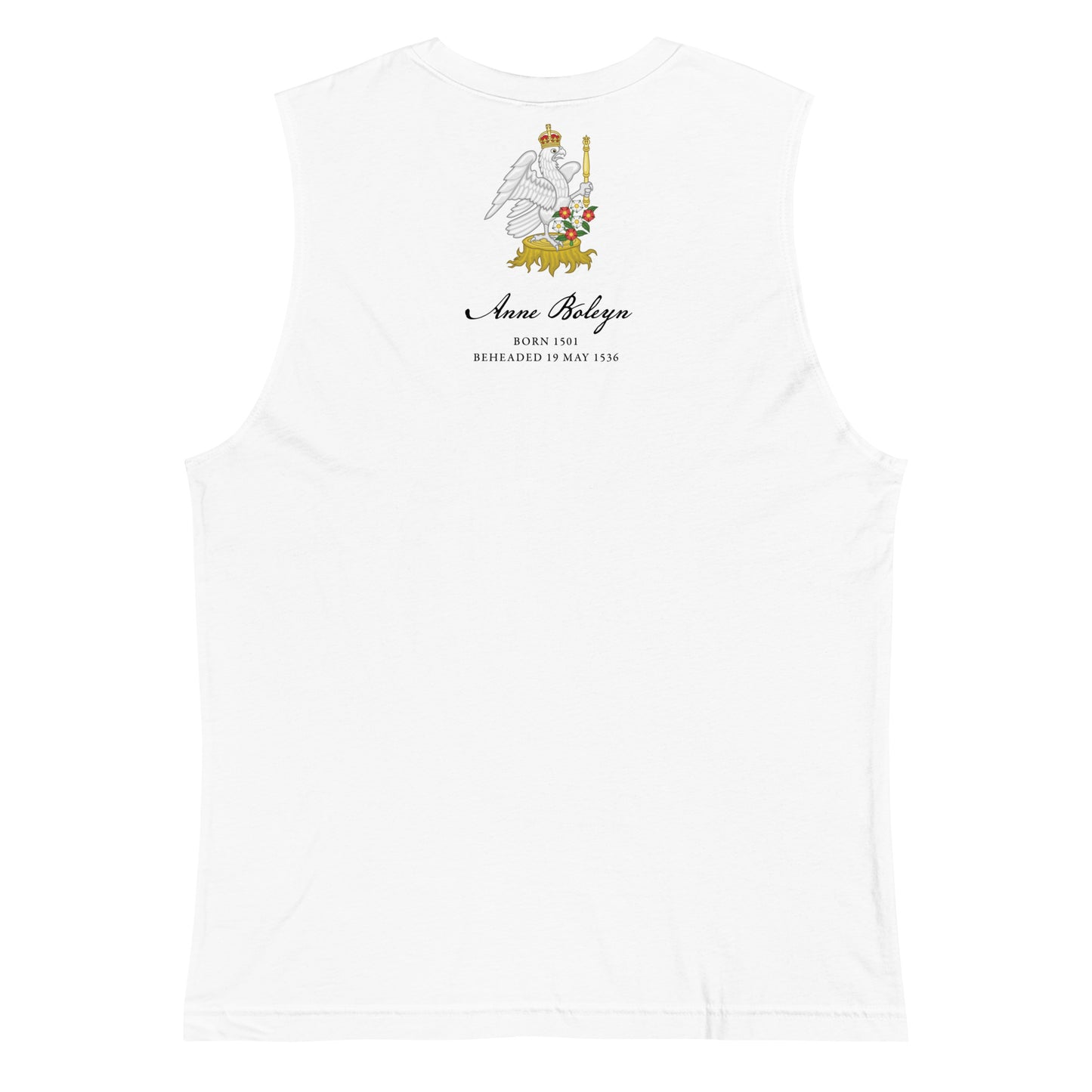 Anne Boleyn White Muscle Tank - Back