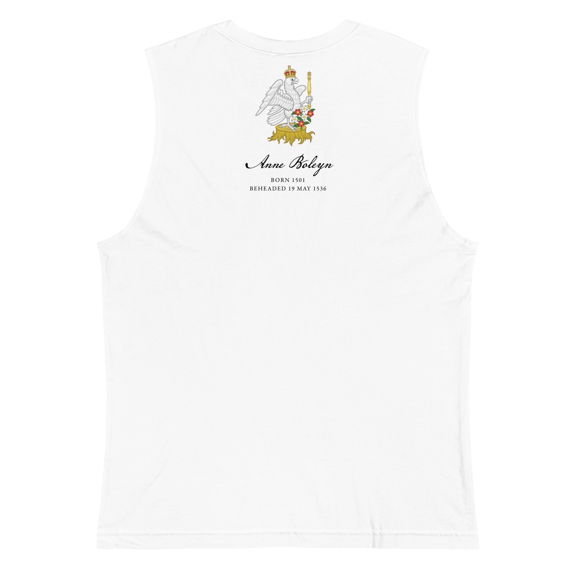 Anne Boleyn White Muscle Tank - Back